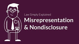 Misrepresentation and Nondisclosure  Contracts  Defenses amp Excuses [upl. by Rednirah297]