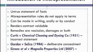 Misrepresentation Lecture 1 of 4 [upl. by Peursem642]